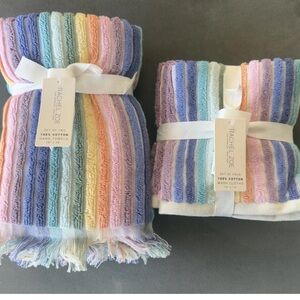 Rachel Zoe 6 Pc Set Pastel Stripes 2 Hand Towels 4 Washcloths NWT